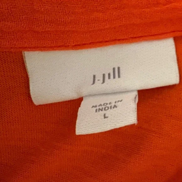 J. Jill Mixed Media Tunic in Orange  Cotton Gauze Size Large - Picture 2 of 9